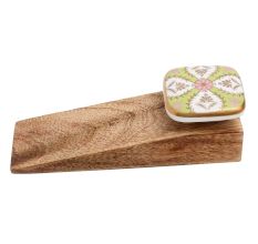 2 Pieces Golden Leaf Flower Square Ceramic Wooden Door Stopper